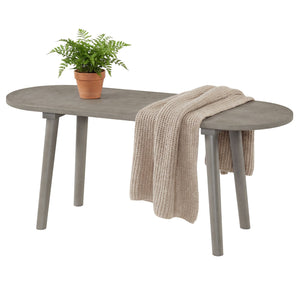 43 Inch Solid Wood Farmhouse Dining Bench Rustic Wooden Entryway Bench with Rubber Wood Legs-Gray view 4