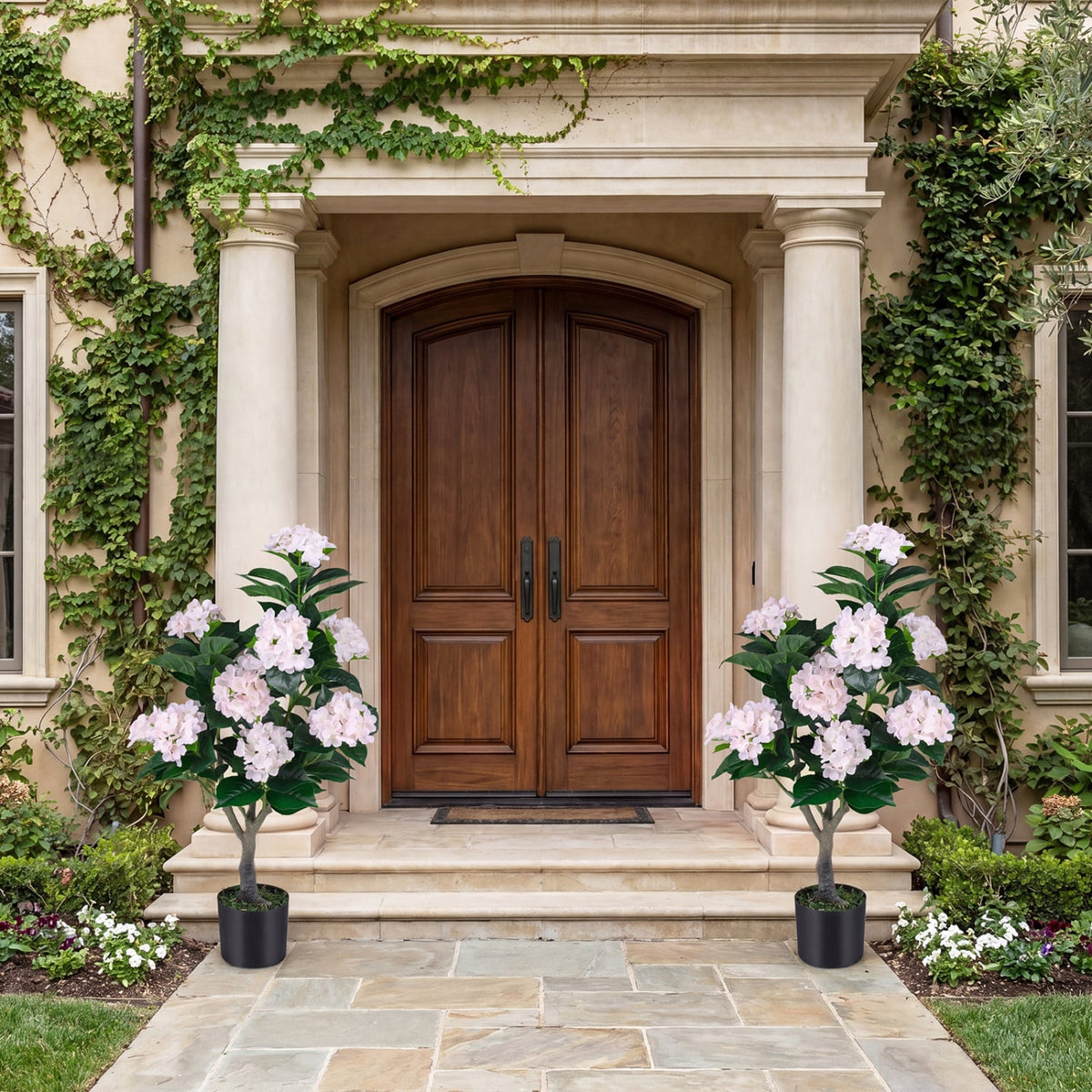 43.5 inches Artificial Hydrangea Tree 2 Pack-Pink view 2