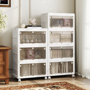 44 Gal 4-Pack Stackable Plastic Storage Bins with Lid for Bedroom Living Room-White view 2
