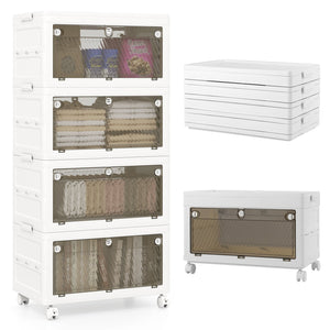 44 Gal 4-Pack Stackable Plastic Storage Bins with Lid for Bedroom Living Room-White view 3