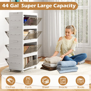 44 Gal 4-Pack Stackable Plastic Storage Bins with Lid for Bedroom Living Room-White view 5
