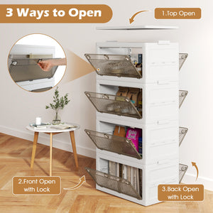 44 Gal 4-Pack Stackable Plastic Storage Bins with Lid for Bedroom Living Room-White view 7