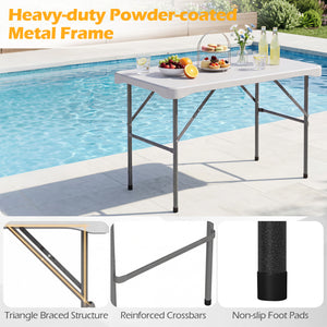 44 inches HDPE Folding Picnic Table Set with 2 Benches-White view 9