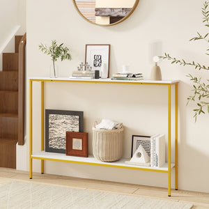 44 Inch Console Table with Shelf with Dual Anti-Tipping Kits-White view 2