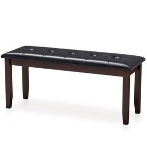 45.5 inches PU Leather Upholstered Bench with Soft Padded Seat and Strong Rubber Wood Legs-Brown