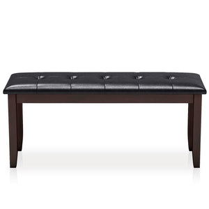 45.5 inches PU Leather Upholstered Bench with Soft Padded Seat and Strong Rubber Wood Legs-Brown view 4
