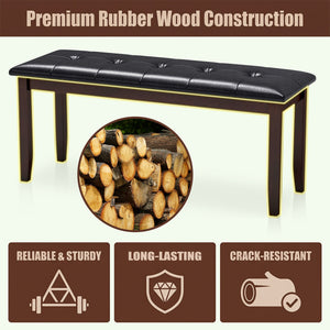45.5 inches PU Leather Upholstered Bench with Soft Padded Seat and Strong Rubber Wood Legs-Brown view 7