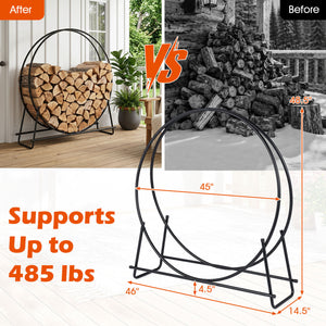 45 inches Round Firewood Rack with Heavy-Duty Metal Frame view 5