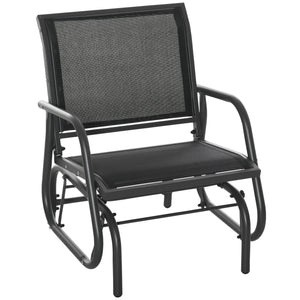 Patio Glider Outdoor Glider Chair with Breathable Mesh Seat & Backrest, Armrests and Metal Frame, Black