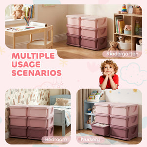Qaba 3 Tier Kids Toy Organizer and Storage Bins with 6 Plastic Drawers