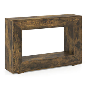 47 inches 2-Tier Farmhouse Console Table with Open Storage Shelf for Living Room-Rustic Brown