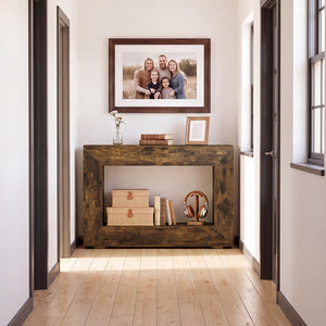 47 inches 2-Tier Farmhouse Console Table with Open Storage Shelf for Living Room-Rustic Brown view 7