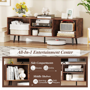 47.5 Inches TV Stand for 55-Inch TV with Compartments and Metal Legs-Rustic Brown view 8