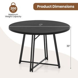 47 Inch Dining Table for 4-6 People Round Kitchen Table with Cross Base-Black view 5