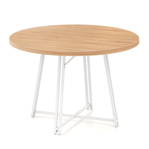 47 Inch Dining Table for 4-6 People Round Kitchen Table with Cross Base-Natural