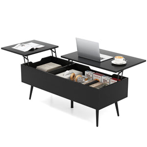 47 Inch Lift Top Coffee Table with 2 Hidden Compartments-Black view 4