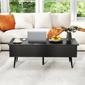 47 Inch Lift Top Coffee Table with 2 Hidden Compartments-Black view 6
