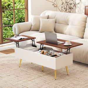 47 Inch Lift Top Coffee Table with 2 Hidden Compartments-Walnut view 2
