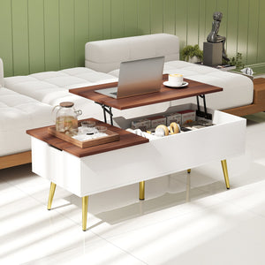 47 Inch Lift Top Coffee Table with 2 Hidden Compartments-Walnut view 3