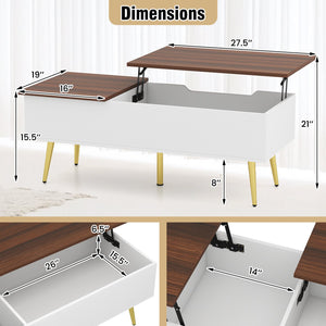 47 Inch Lift Top Coffee Table with 2 Hidden Compartments-Walnut view 5