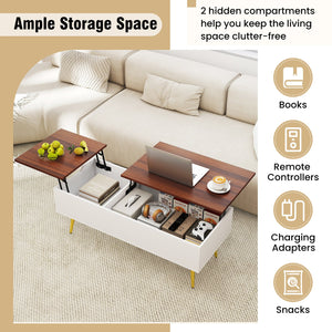 47 Inch Lift Top Coffee Table with 2 Hidden Compartments-Walnut view 7
