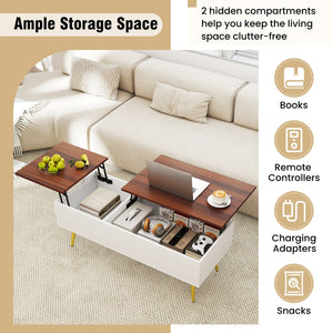 47 Inch Lift Top Coffee Table with 2 Hidden Compartments-Walnut view 9