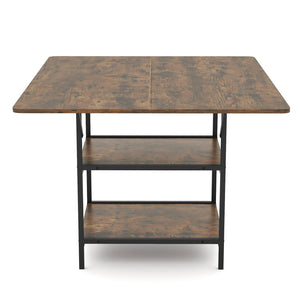 47 Inch Rectangular Dining Table with 2 Open Storage Shelves and Sturdy Metal Legs for 4-6-Rustic Brown