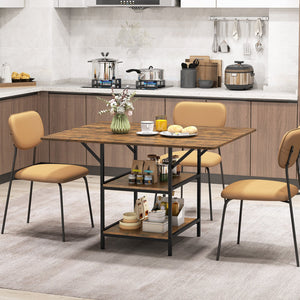 47 Inch Rectangular Dining Table with 2 Open Storage Shelves and Sturdy Metal Legs for 4-6-Rustic Brown view 2