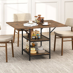 47 Inch Rectangular Dining Table with 2 Open Storage Shelves and Sturdy Metal Legs for 4-6-Rustic Brown view 3