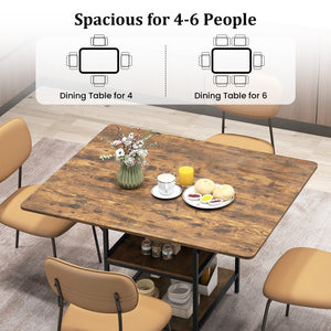 47 Inch Rectangular Dining Table with 2 Open Storage Shelves and Sturdy Metal Legs for 4-6-Rustic Brown view 9