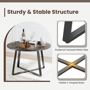 47 Inch Round Dining Table with Stable X-shaped Base and Round Thickened Tabletop-Grey view 8