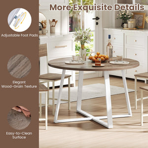 47 Inch Round Dining Table with Stable X-shaped Base and Round Thickened Tabletop-Natural view 9