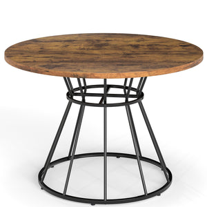 47 Inches Round Dining Table for 4 Farmhouse Kitchen Table with Wooden Tabletop-Brown