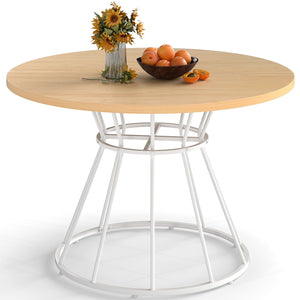 47 Inches Round Dining Table for 4 Farmhouse Kitchen Table with Wooden Tabletop-Natural view 4