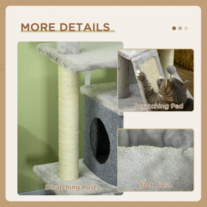 57.5" Cat Tree with Scratching Posts, Large Cat Tower for Indoor Cats with Bed, House, Toys, Grey