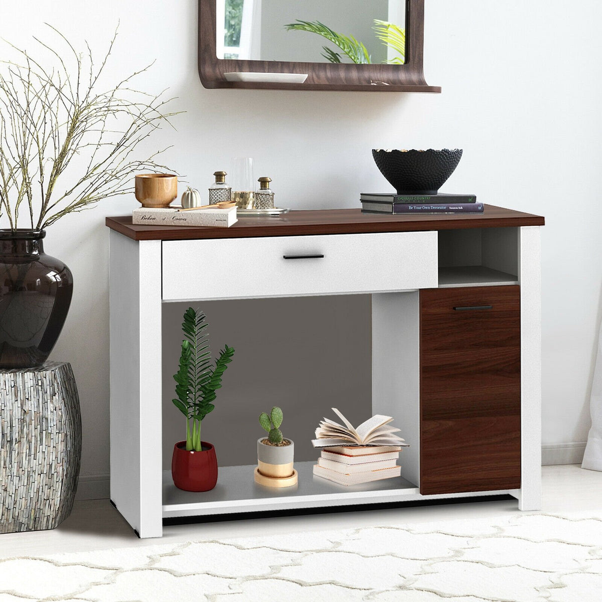 48 Inch Console Table with Drawer and Cabinet view 2