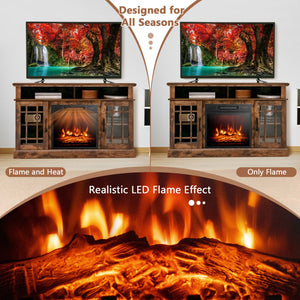 48 Inch Electric Fireplace TV Stand with Cabinets for TVs Up to 55 Inch-Brown view 9
