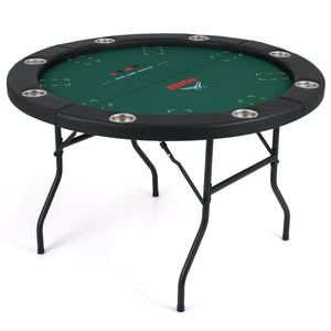 48 Inch Foldable Poker Table with 8 Cup Holders and Padded Edges-Green view 4
