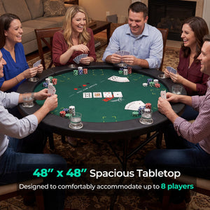 48 Inch Foldable Poker Table with 8 Cup Holders and Padded Edges-Green view 6