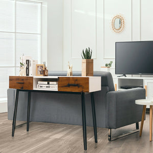 42 Inch Industrial Console Table with 2 Drawers for Entryway Hallway view 2