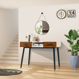 42 Inch Industrial Console Table with 2 Drawers for Entryway Hallway view 3