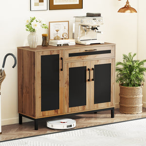 48 Inch Sideboard Buffet Cabinet with Drawer and Metal Legs-Natural view 3