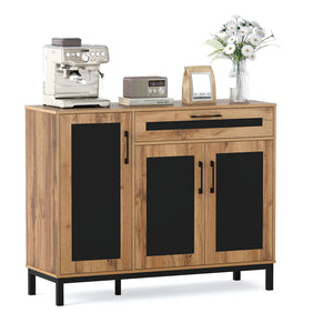 48 Inch Sideboard Buffet Cabinet with Drawer and Metal Legs-Natural view 4