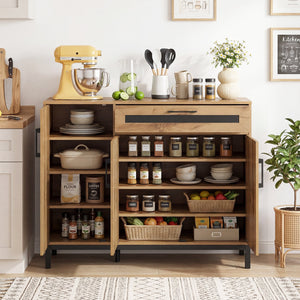48 Inch Sideboard Buffet Cabinet with Drawer and Metal Legs-Natural view 6