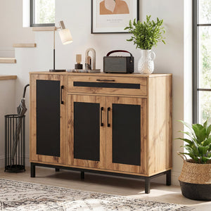 48 Inch Sideboard Buffet Cabinet with Drawer and Metal Legs-Natural view 7