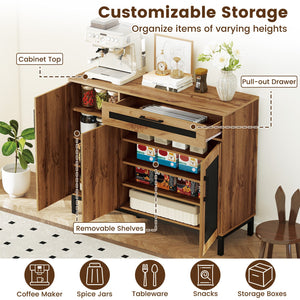 48 Inch Sideboard Buffet Cabinet with Drawer and Metal Legs-Natural view 8