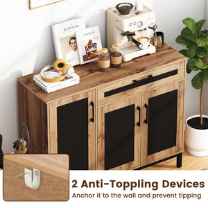48 Inch Sideboard Buffet Cabinet with Drawer and Metal Legs-Natural view 9