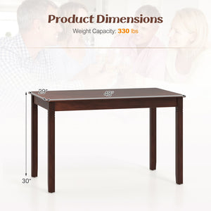 48-Inch Wooden Dining Table for 4 People Rectangular Kitchen Table with Rubber Wood Legs-Cherry view 4