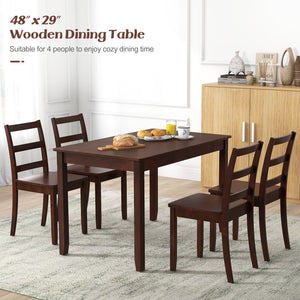 48-Inch Wooden Dining Table for 4 People Rectangular Kitchen Table with Rubber Wood Legs-Cherry view 6