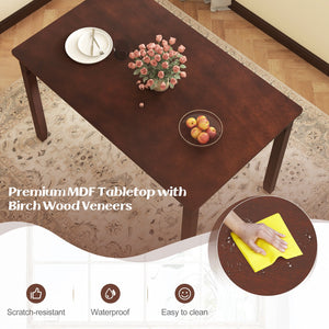 48-Inch Wooden Dining Table for 4 People Rectangular Kitchen Table with Rubber Wood Legs-Cherry view 7